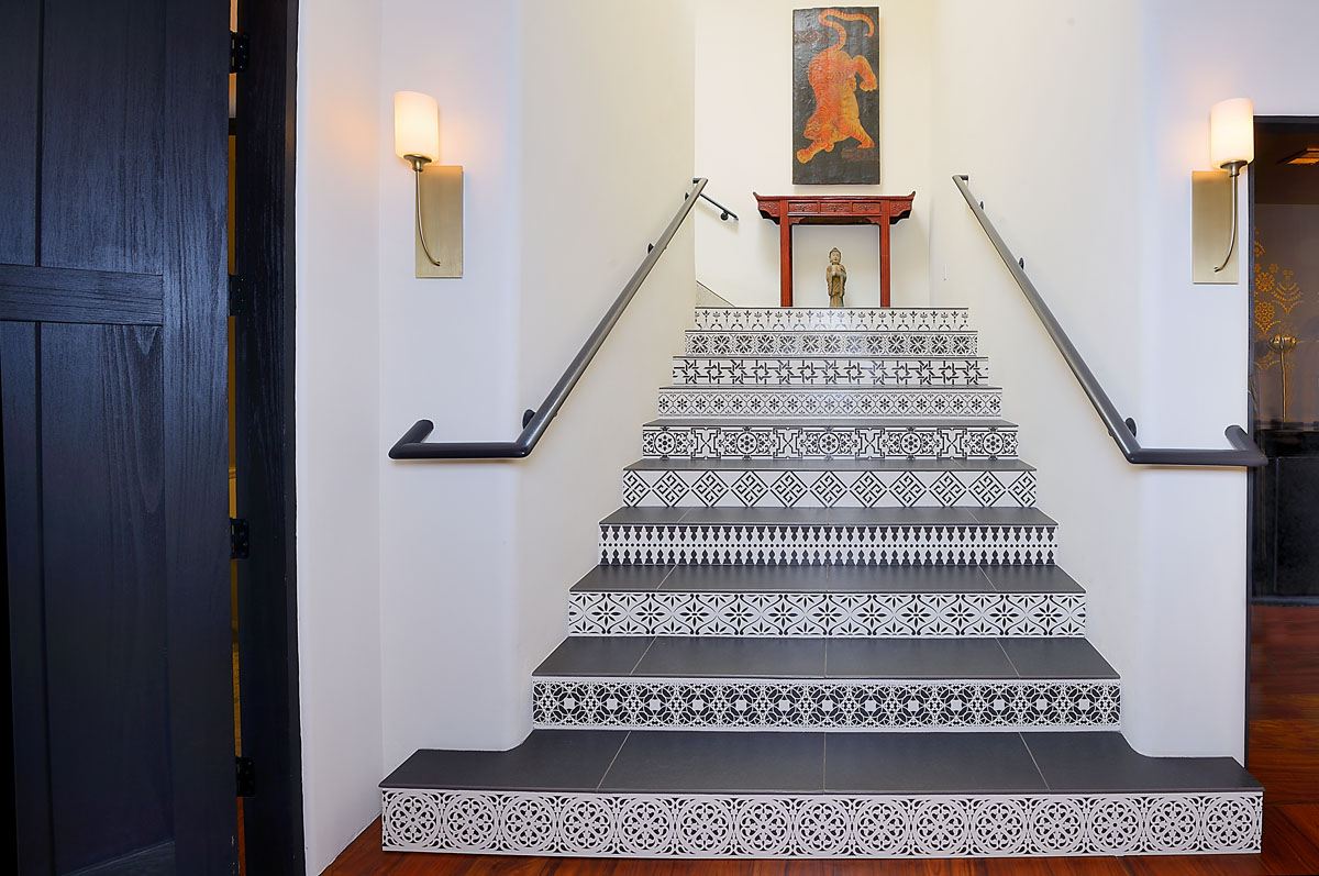 Elegant decorative monochrome stairs ascending gracefully